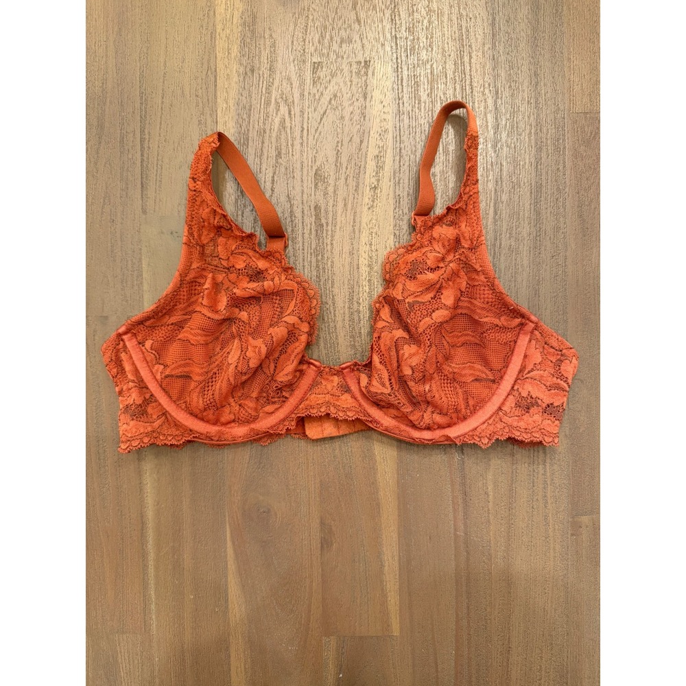 Auden Floral Lace Unlined Underwire Bra Burnt Orange 36B